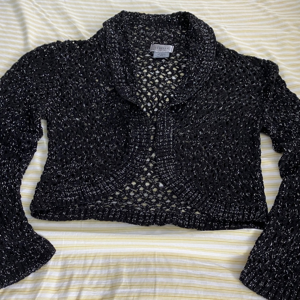 Dressy black and silver crochet type bolero shrug type Jacket.